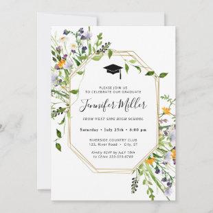 Elegant Floral Graduation Party Photo Holiday Card