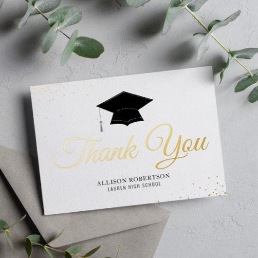 elegant foil gold graduation thank you card