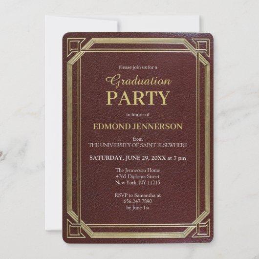 Elegant Formal Burgundy Gold 2023 Graduation Party Invitation
