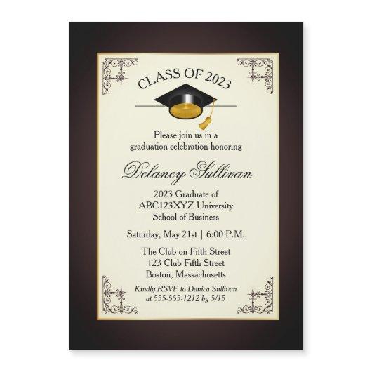 Elegant Formal Gold College Graduation Party Invit Magnetic Invitation