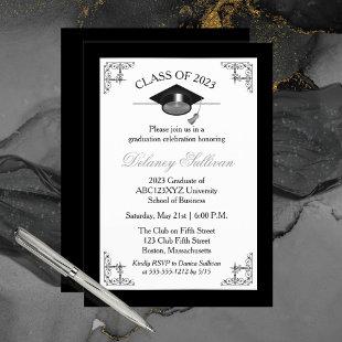 Elegant Formal Silver College Graduation Party Invitation