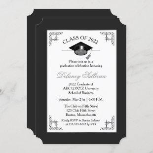 Elegant Formal Silver College Graduation Party Invitation