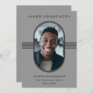 Elegant Frame | Gray and Black Photo Graduation Announcement