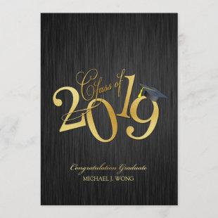 Elegant Funky Gold Class of 2019 Graduation Invitation
