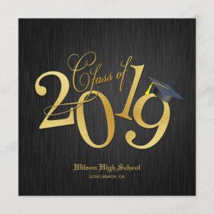 Elegant Funky Gold Class of 2019 Graduation Invitation