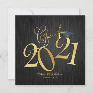 Elegant Funky Gold Class of 2021 Graduation Invitation