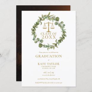 Elegant Garland Photo Law School Graduation Party  Invitation