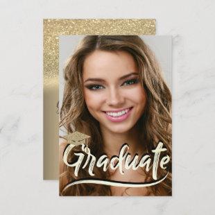 Elegant Glitter Cap,Photo Graduation Party Invitation