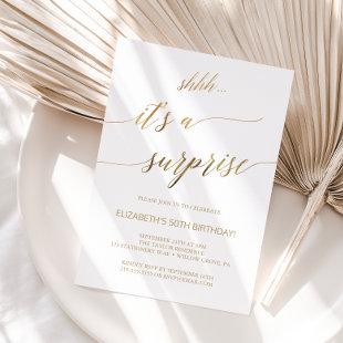 Elegant Gold Calligraphy Surprise Party Invitation