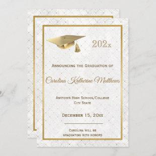 Elegant Gold Cap Photo Graduation Announcement