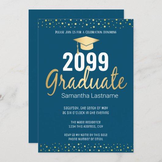 Elegant Gold Confetti Graduate Class of 2022 Invitation