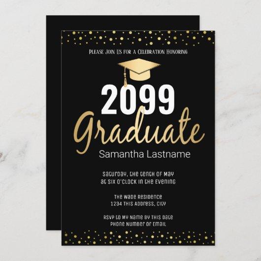 Elegant Gold Confetti Graduate Class of 2022 Invitation