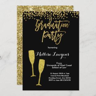 Elegant Gold Confetti Graduation Party Invitation