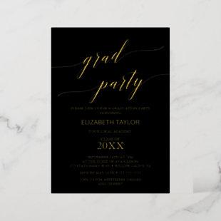 Elegant Gold Foil | Black Graduation Party Foil Invitation