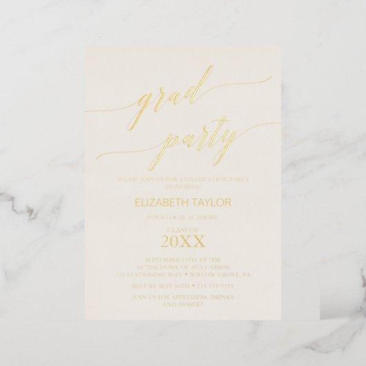 Elegant Gold Foil | Ivory Graduation Party Foil Invitation