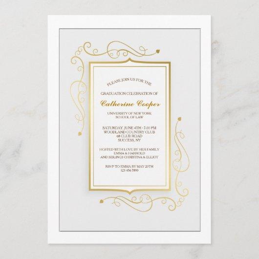 Elegant Gold Frame Graduation Invitation