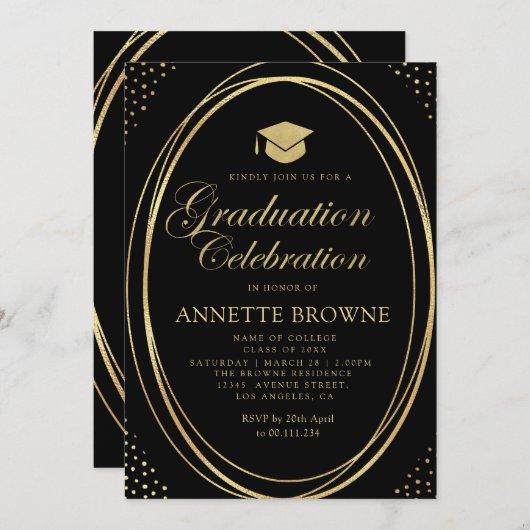 elegant gold frame graduation party invitation