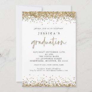 Elegant Gold Glitter 2024 Graduation White Invitation
