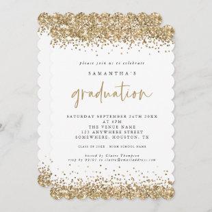 Elegant Gold Glitter Border Graduation Invitation