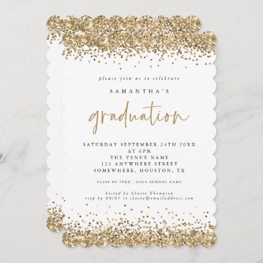 Elegant Gold Glitter Border Graduation Invitation