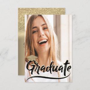 Elegant Gold  Glitter Cap,Photo Graduation Party Invitation