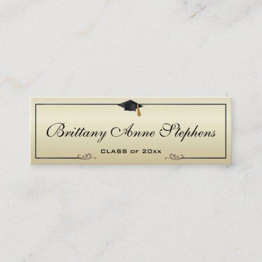 Elegant Gold Graduation Cap Name Card Insert
