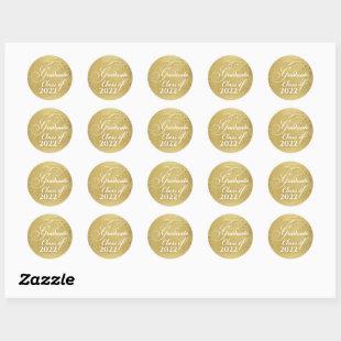 Elegant Gold Graduation Class of 2022 Thank You Classic Round Sticker