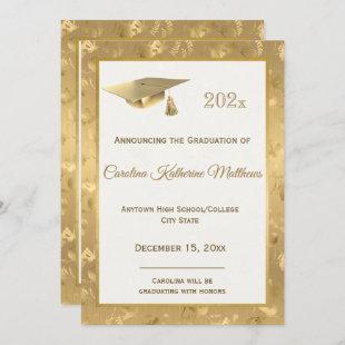 Elegant Gold Hummingbirds Glam Graduation Announcement
