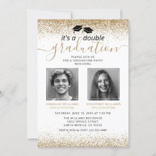 Elegant Gold Joint Graduation Photo Invitation