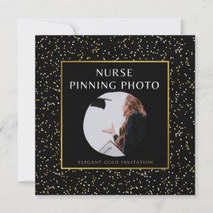 Elegant Gold Nurse Pinning Ceremory Photo Invitation
