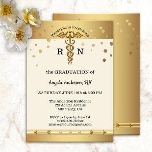Elegant Gold Nursing School Graduation Invitation