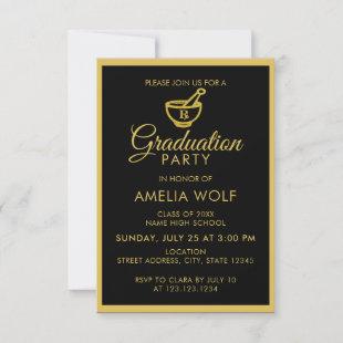 Elegant Gold Pharmacist Graduation Party Invitation