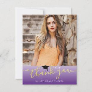 Elegant Gold Purple Graduation Thank You Card
