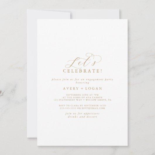 Elegant Gold Script Let's Celebrate Invitation