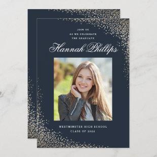 Elegant Gold Shimmer Photo Graduation Invitation