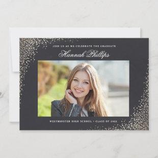 Elegant Gold Shimmer Photo Graduation Invitation