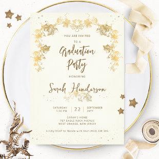 Elegant Gold Starry Night Graduation Party Invitation