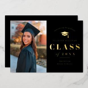 Elegant Gold Type Photo Graduation Foil Invitation