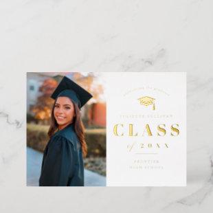 Elegant Gold Type Photo Graduation  Foil Invitation