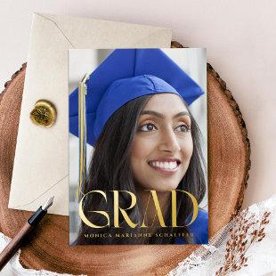 Elegant Grad Foil Photo Graduation Announcement
