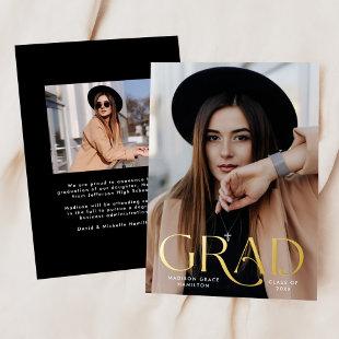 Elegant Grad Photo Foil Graduation Announcement