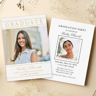 Elegant Graduate Gold Photo Graduation Party Foil Invitation