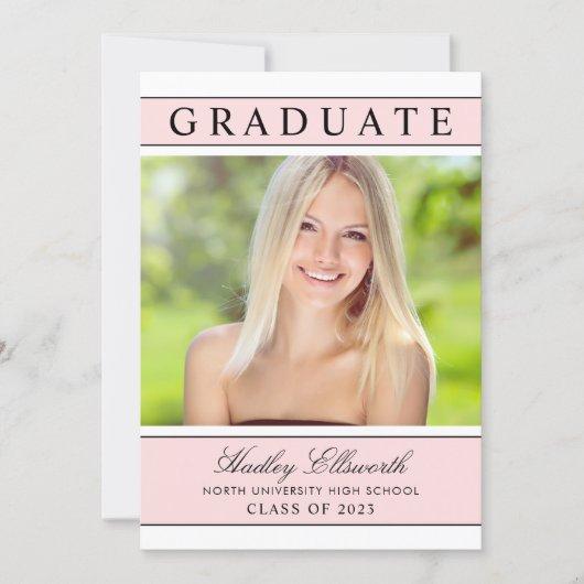 Elegant Graduate Light Pink Photo Graduation Invitation