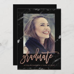 Elegant Graduate | Marble 2018 Photo Grad Party Invitation
