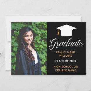 Elegant Graduate Photo Black Gold 2024 Graduation Announcement