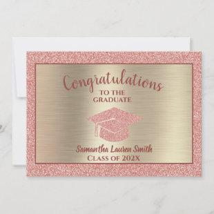 Elegant Graduate Pink Gold Sparkle Class of 2020 Announcement