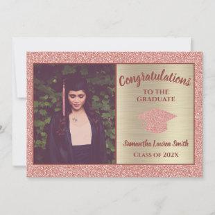 Elegant Graduate Pink Gold Sparkle Class of 2021 Announcement