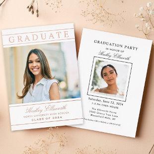 Elegant Graduate Rose Gold Photo Graduation Party Foil Invitation