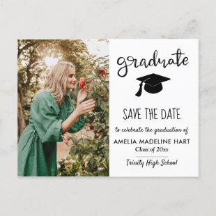 Elegant Graduate Script | Save The Date Photo  Announcement Postcard