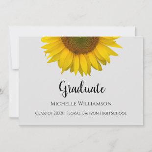 Elegant Graduate Sunflower Country Graduation Gray Announcement